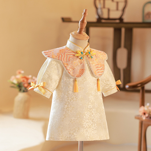 中式周岁礼服女宝2023新款儿童抓周唐装宝宝冠衣国风女童旗袍夏季