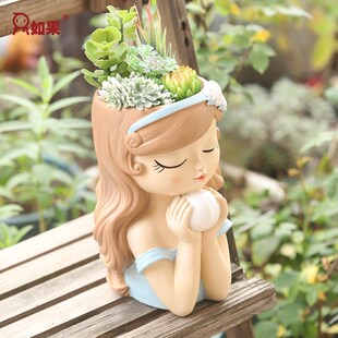 佳鲤推荐ROOGO如果公主系列花盆花瓶花仙子蓝色摆件家居装饰品