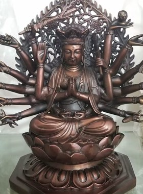 纯铜千手观音菩萨摆件十八臂准提母佛像铜像密宗佛像鼠守护神家居
