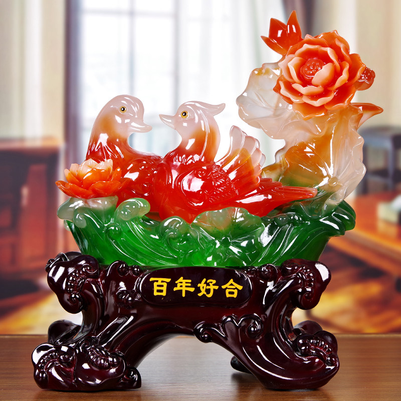 朋友结婚礼品新婚庆创意礼物鸳鸯摆件一对家居卧室新房装饰品摆设