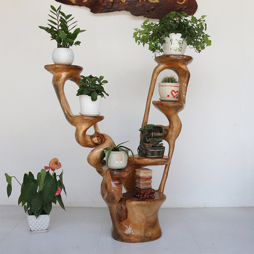 根雕花架摆件 原木花架 天然精品盆景架子 石头架 置物架家居摆设