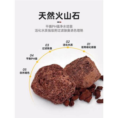 火山石鱼缸造景装饰乌龟缸底砂古法养鱼专用石头滤材水草泥火山岩