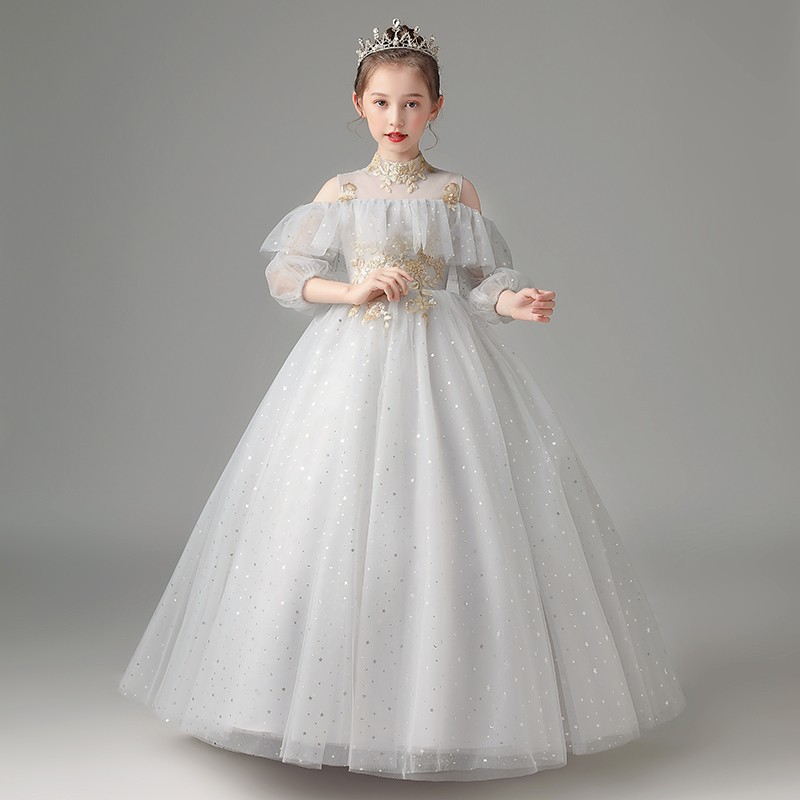 儿童高端晚礼服女花童公主裙蓬蓬纱生日洋气主持人走秀钢琴演出服