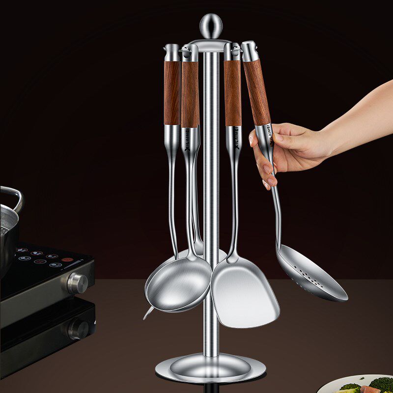 新款316不锈钢锅铲套装炒菜铲子家用炒菜勺长柄汤勺漏勺加厚厨具