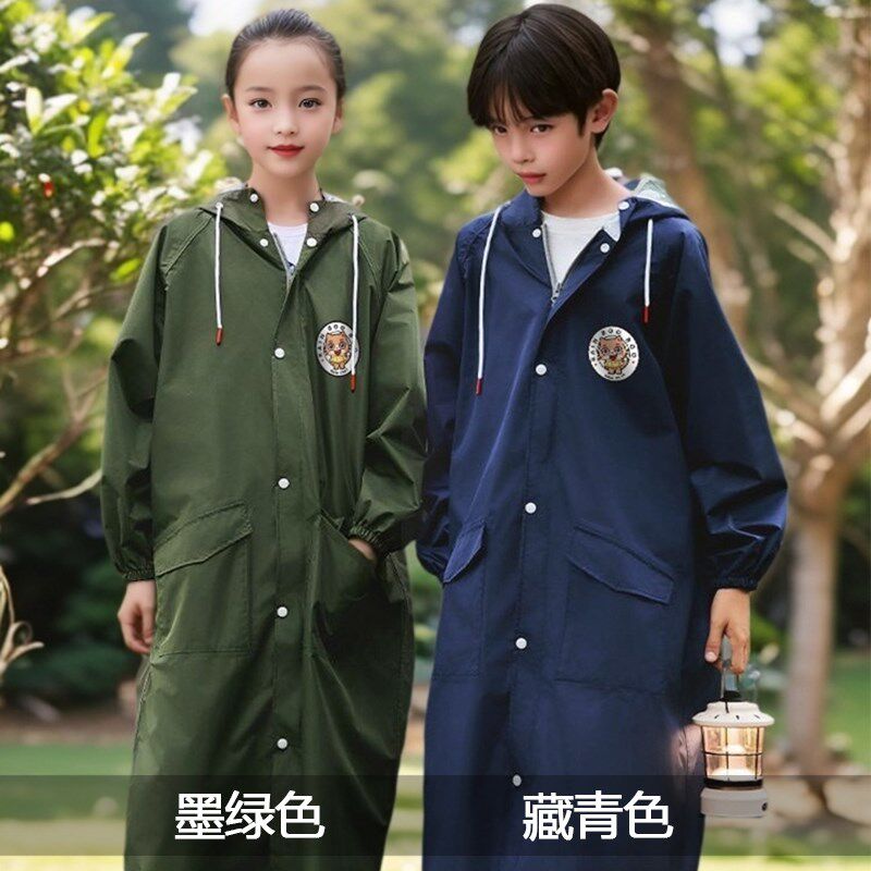 学生中大童雨衣小孩防雨骑行徒步户外儿童雨披舒适书包位亲子雨衣