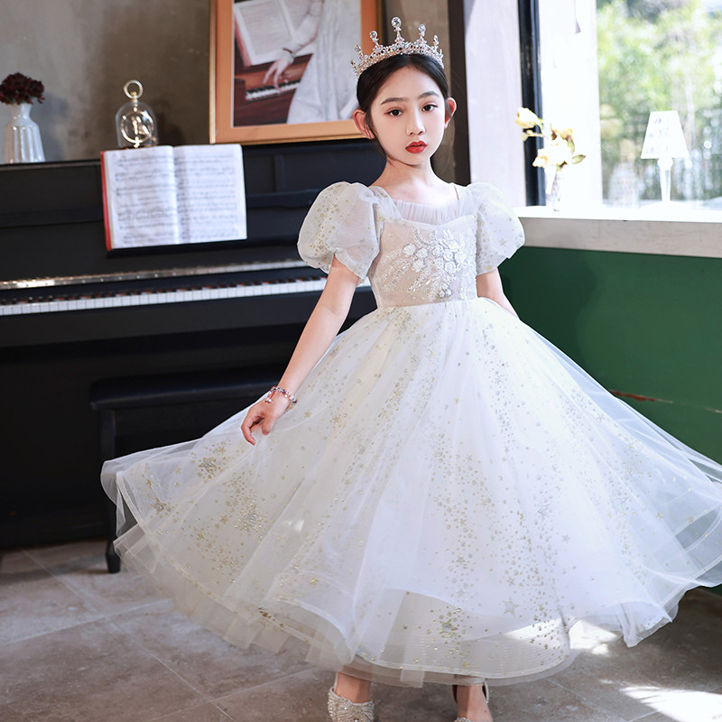 花童婚礼小女孩主持人钢琴演出服女童晚礼服高端儿童公主裙生日宴
