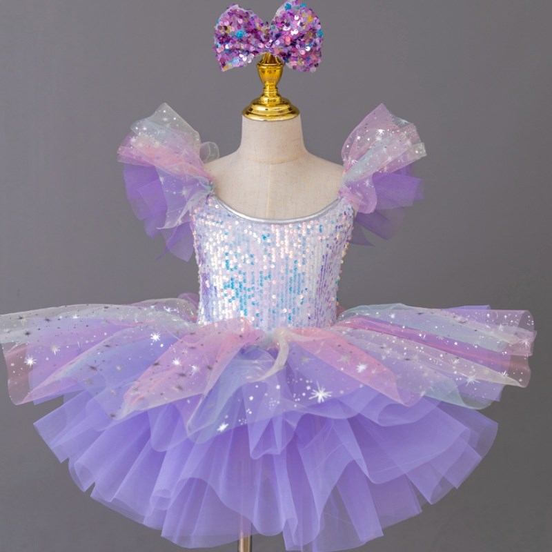 六一儿童演出服蓬蓬纱裙亮片幼儿园舞蹈表演服女孩公主连衣裙礼服