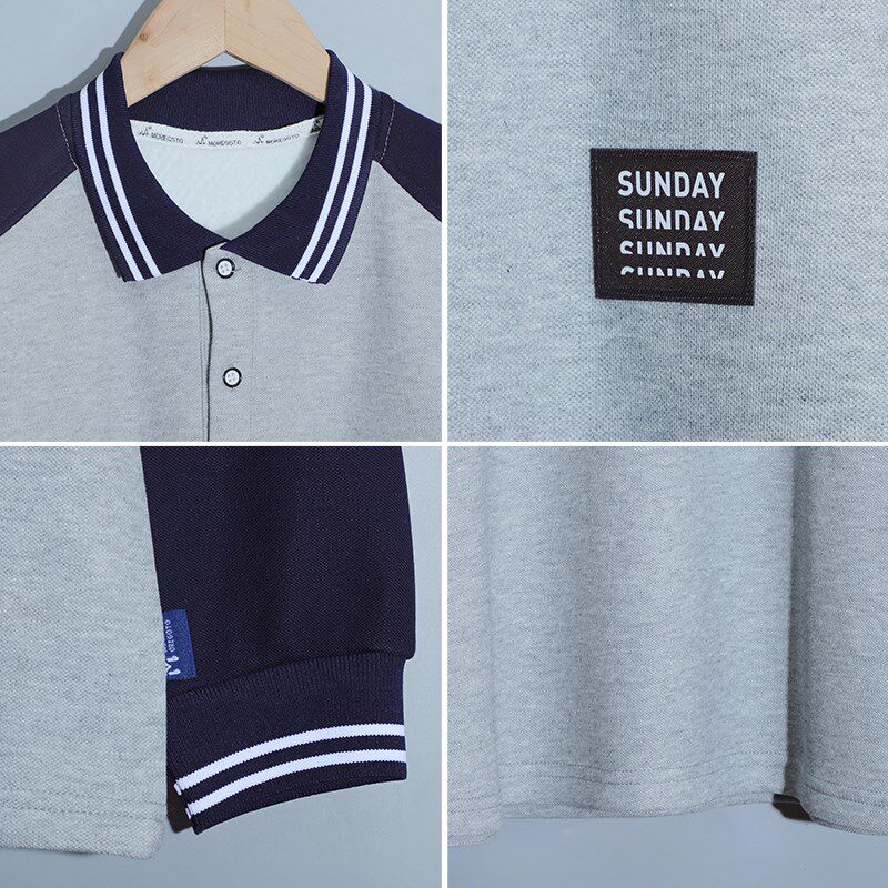 胖童加绒polo衫长袖T恤秋冬款翻领上衣加肥宽松男大童打底衫校服