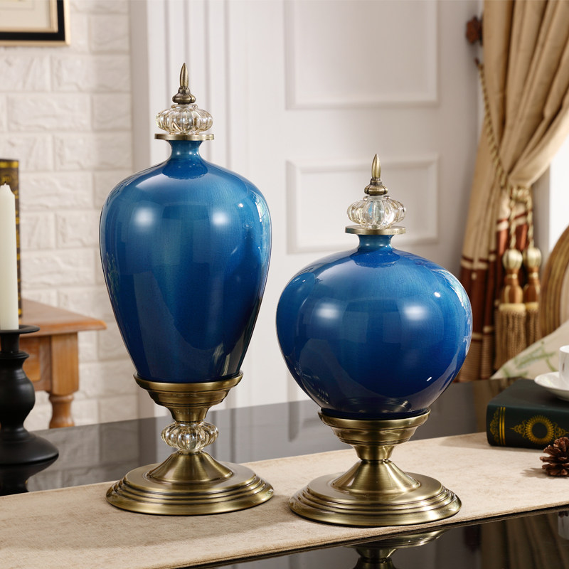 新古典陶瓷花瓶客厅台面摆件欧式家居样板房电视柜干花插花装饰品