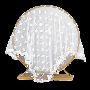 梳妆台镜子盖布镜面防尘罩套神器圆形化妆镜遮挡帘纱蕾丝盖巾装饰