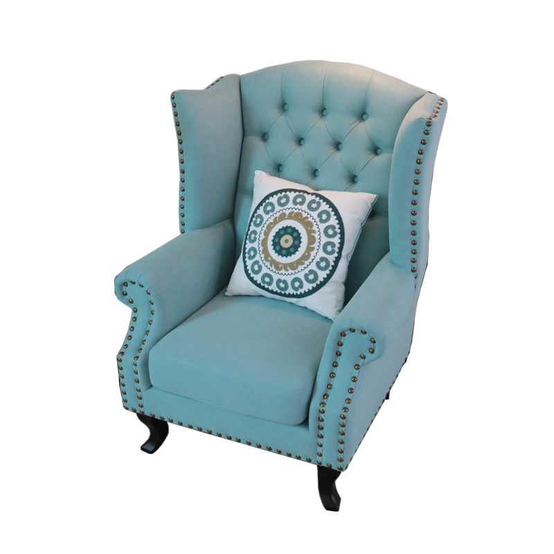 美式老虎椅客厅单人沙发椅乡村别墅家具书房卧室高背椅布艺休闲椅