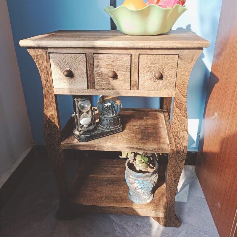 包邮复古田园风格床头柜子时尚碳化无味收纳斗柜简约储物柜子