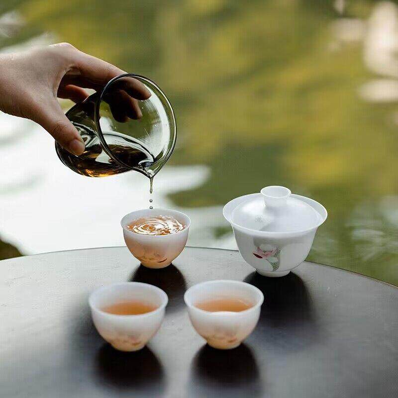 直销新款冰种玉瓷功夫旅行茶具便携包快客杯高档轻奢户外露营茶具,餐饮具,旅行茶具,淘宝优惠券,粉丝福利购,淘宝优惠卷