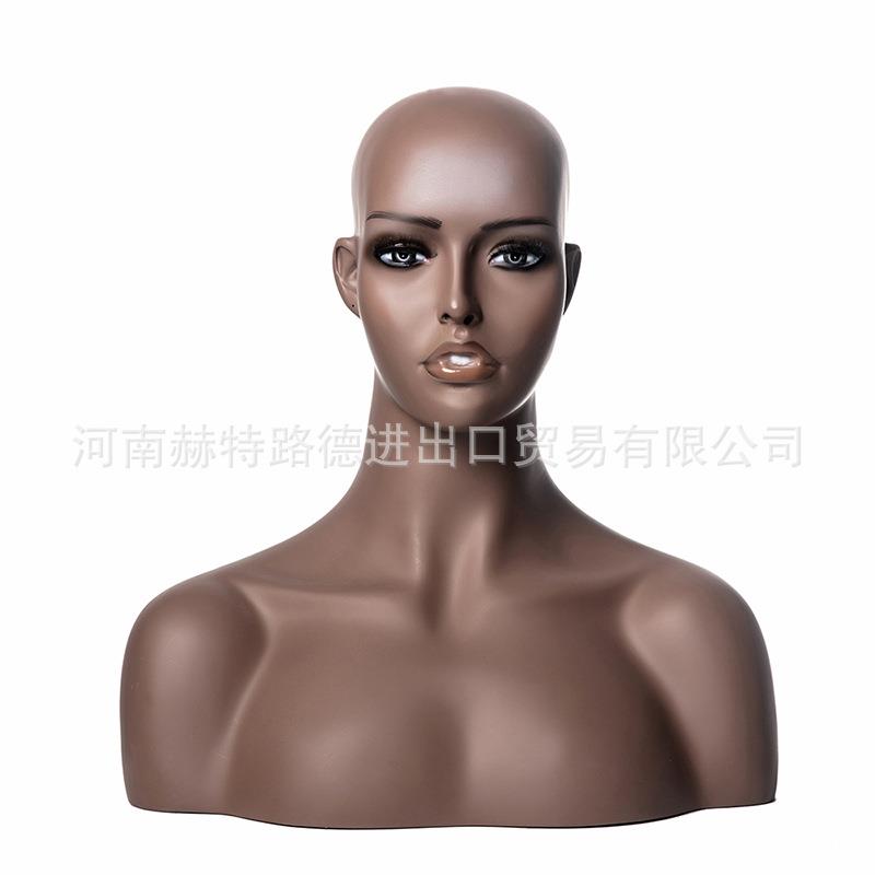 新款直销欧美假人女头模头玻璃钢双肩头模肤色头模女假发展示摄影