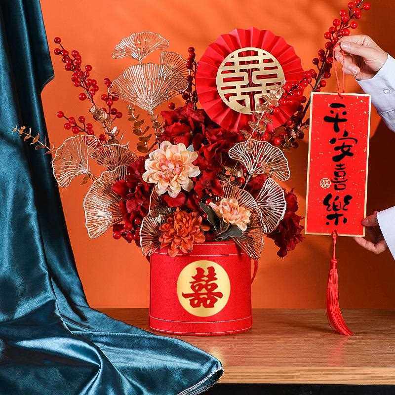 新款直销乔迁之喜仿真花金色尤加利3叉扇叶福桶插花摆件手工diy结,节庆用品/礼品,陪嫁用品套装,淘宝优惠券,粉丝福利购,淘宝优惠卷