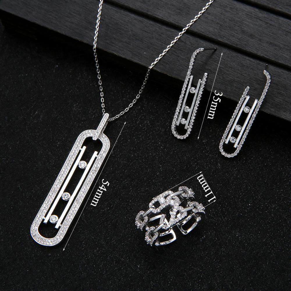 Luxury Geometry Link Stackable Pendant Necklace Earring ring