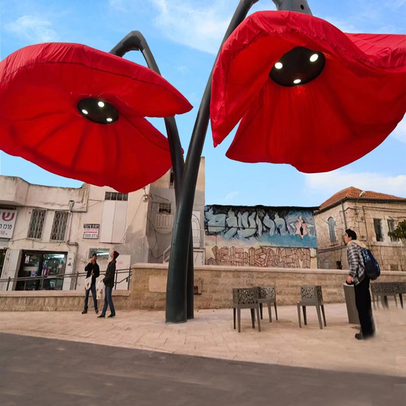 感应花网红路过开花灯充气玫瑰花朵公园风景区互动美陈道具定制厂