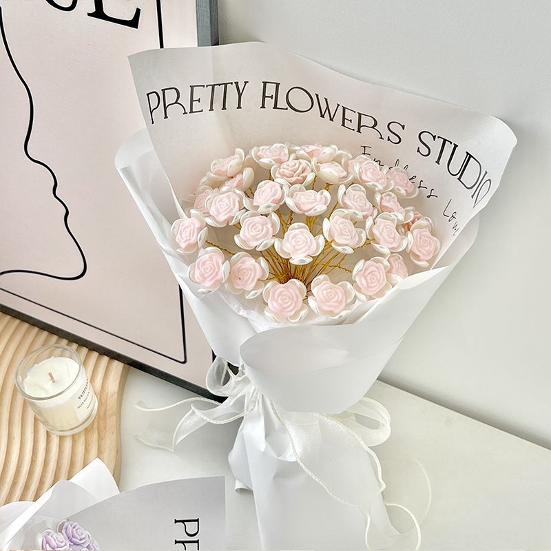 玫瑰花花束手工制作diy材料包自制编织礼物送女友仿真永不凋谢