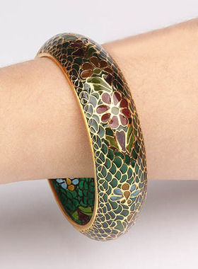 北京景泰蓝脱胎手镯正宗老货绝美掐丝珐琅大圈口镀真金收藏送女士