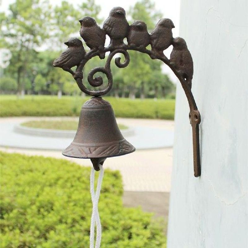 Cast Iron Rustic Vintage Bird Bell For Door Entrance Or