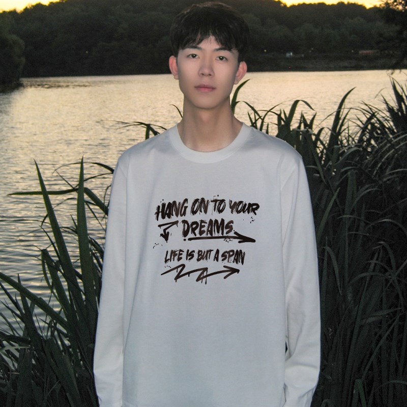 潮流纯棉印花长袖T恤男款春秋季新款宽松套头内搭打底cityboy卫衣