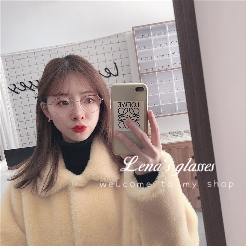 SC107酒红色多边形眼镜架52码54码圆脸大脸显瘦钛镜框