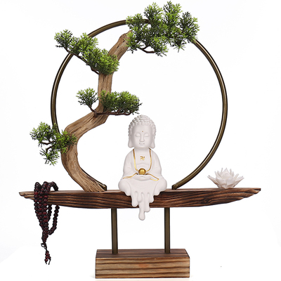 新中式客厅禅意佛像茶室陶瓷家居装饰品办公室书桌玄关柜创意摆件