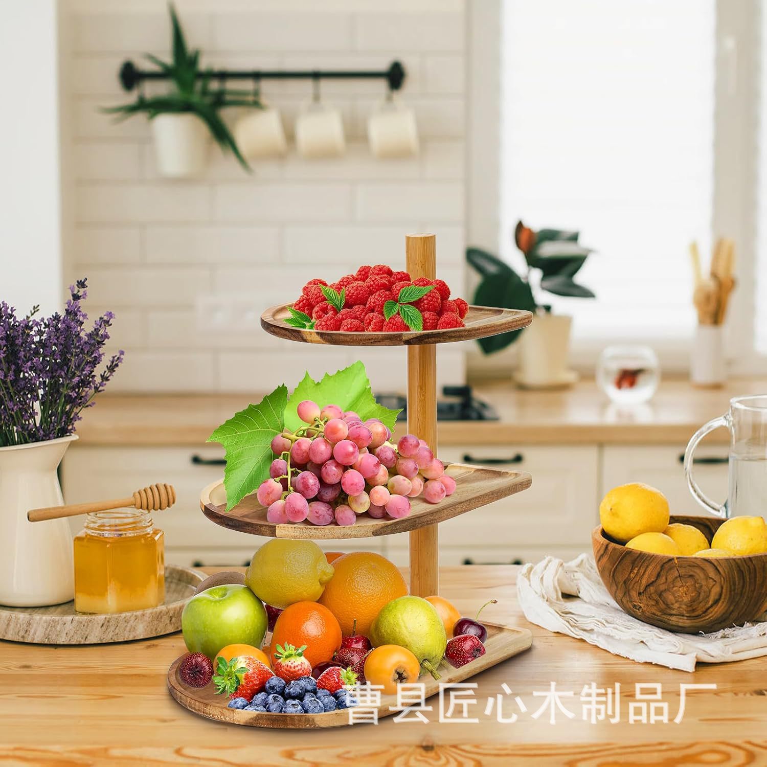 实木桌面蛋糕甜品置物架多层餐桌摆件点心水果甜品摆台木质点心盘