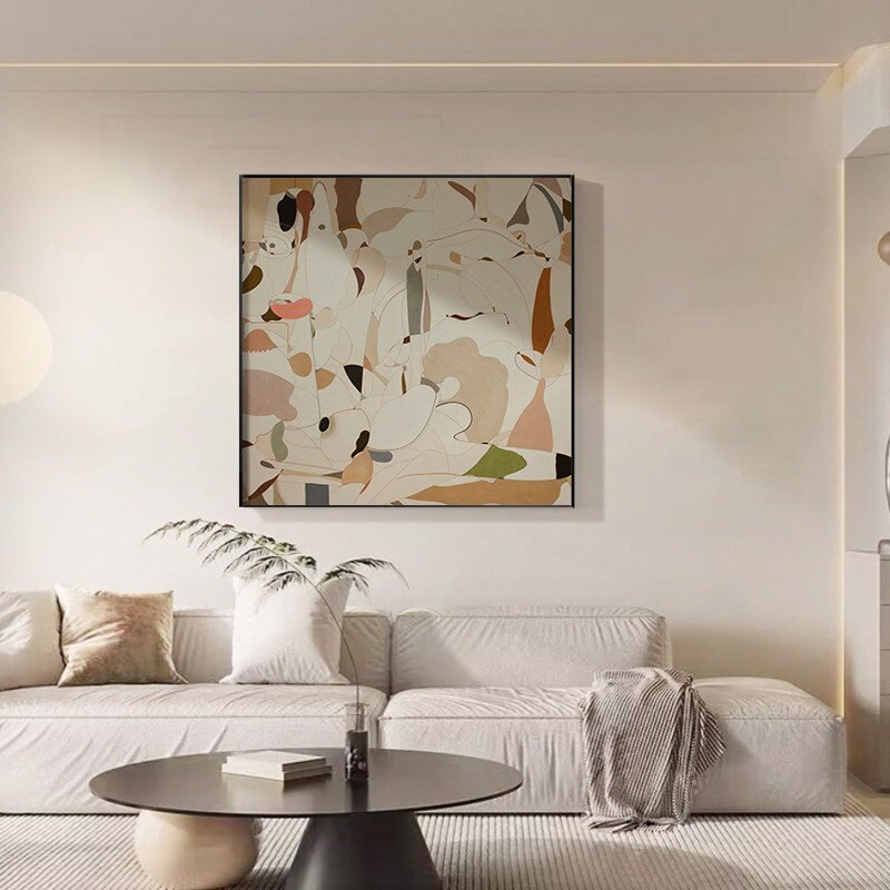 北欧风客厅装饰画抽象艺术奶油风餐厅壁画现代简约卧室床头挂画