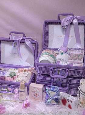 直销新款紫色藤编手提篮编篮野餐篮伴手礼结婚回礼实用小礼品礼物