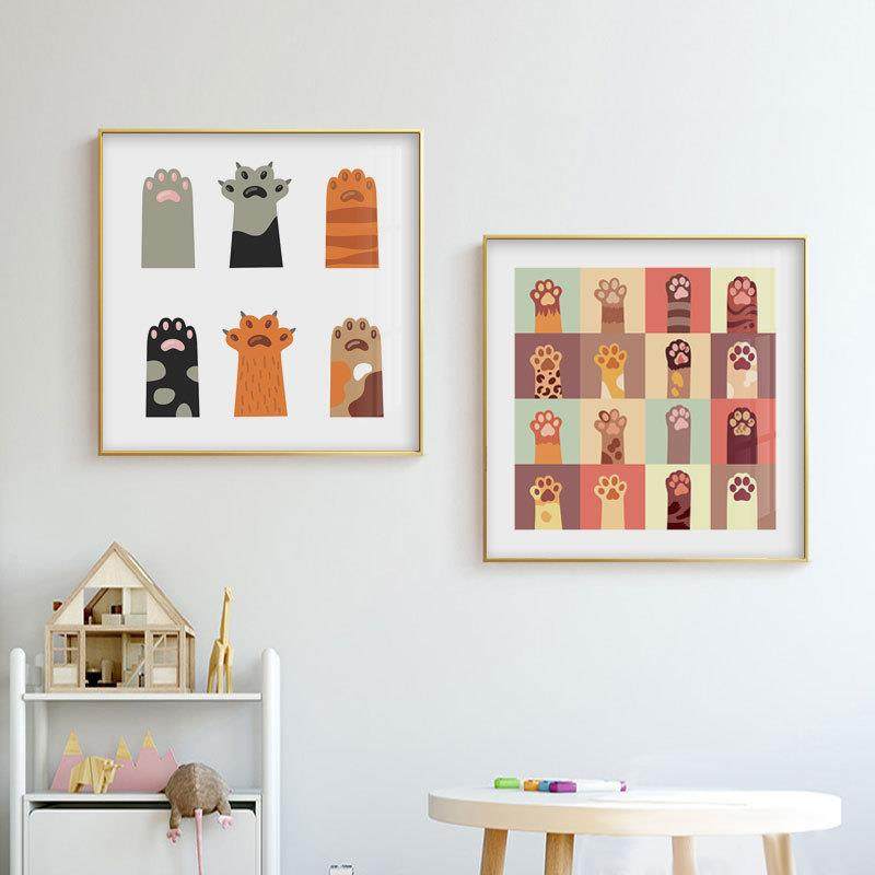 新款直销可爱猫爪ins风装饰画儿童房间床头壁画猫咪桌面摆画餐厅,家居饰品,现代装饰画,淘宝优惠券,粉丝福利购,淘宝优惠卷