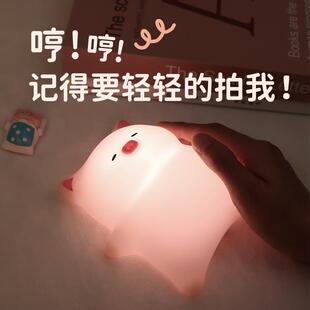 新款直销躺平猪小夜灯家用卧室床头可爱睡眠灯充电婴儿喂奶柔光拍
