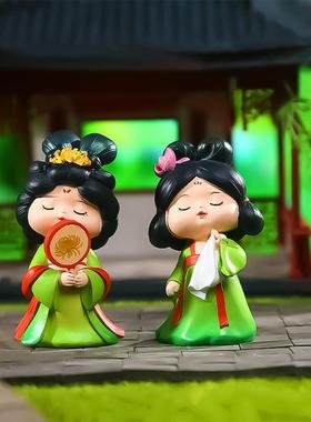 直销新款唐宫夜宴国潮古风大唐不夜城可爱娃娃摆件家居办公室桌面