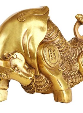 纯铜大号旺财牛牛摆件铜牛生肖牛招财华尔街牛牛气冲天