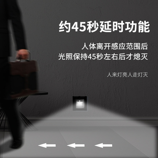 钢化玻璃人体感应地脚灯智能LED小夜灯86型嵌入式过道走廊感应灯