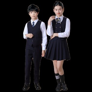 儿童大合唱演出服中小学生朗诵比赛服装学院风女童套装演讲礼服男