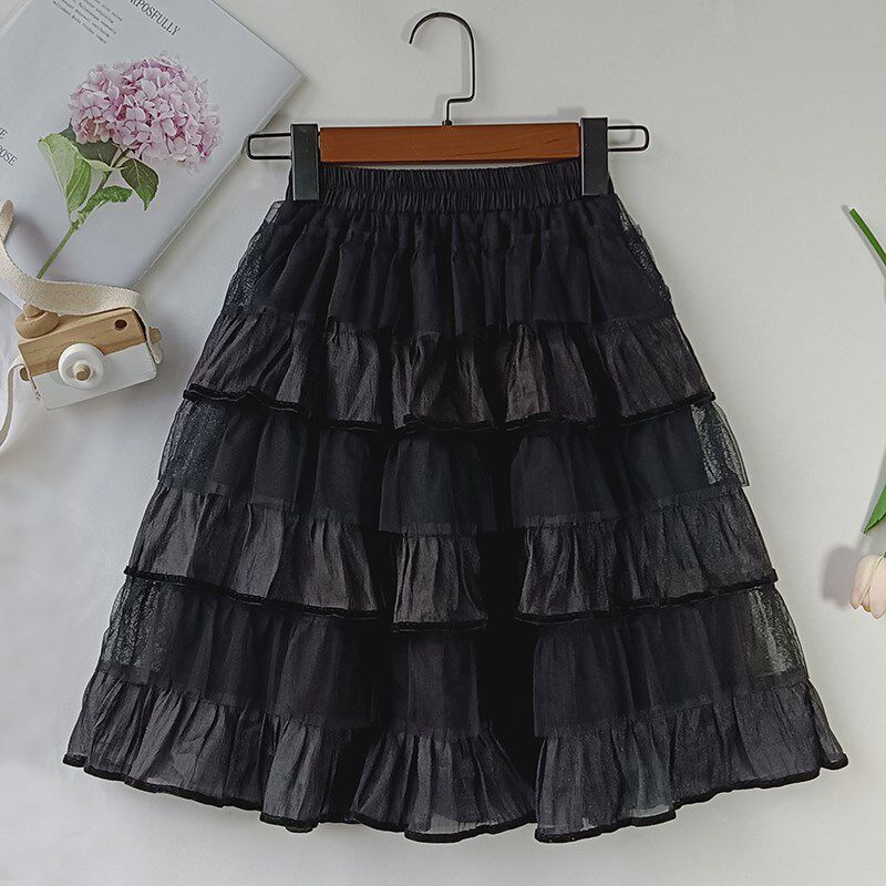 女童半身裙2024新款儿童百褶裙长款蛋糕裙夏季a字裙公主网纱裙子