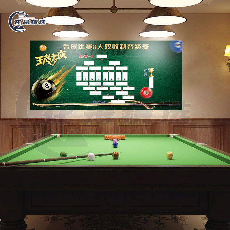 16人32人64人双败制单败制台球比赛晋级表比赛规则台球厅贴画框画