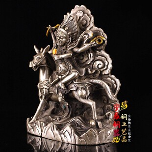 仿古纯铜白铜吉祥天母铜像摆件家居供奉密宗藏佛神像摆件