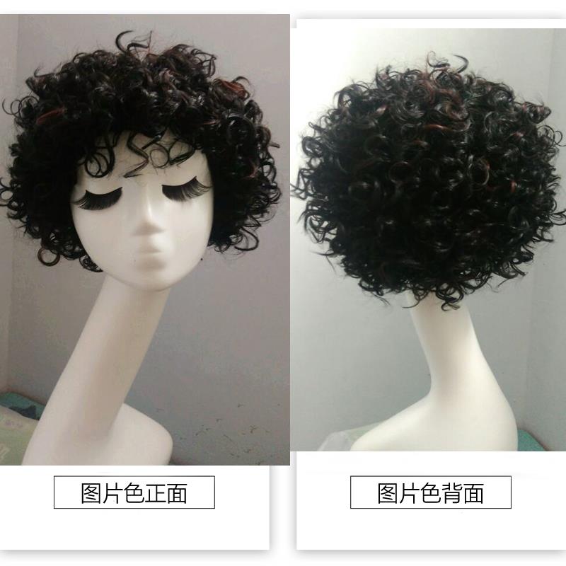 欧美黑棕色假发女短卷爆炸头蓬松假发套高温丝变换造型全头假发