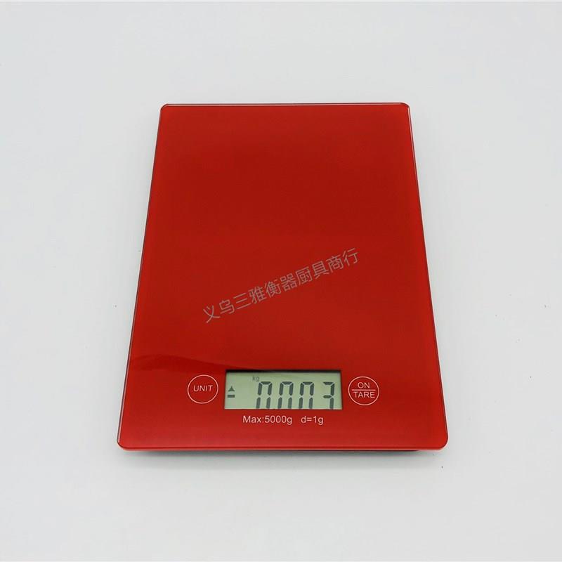 优质长方形玻璃面板精准电子厨房秤小台秤烘焙秤 称5千克精度1克