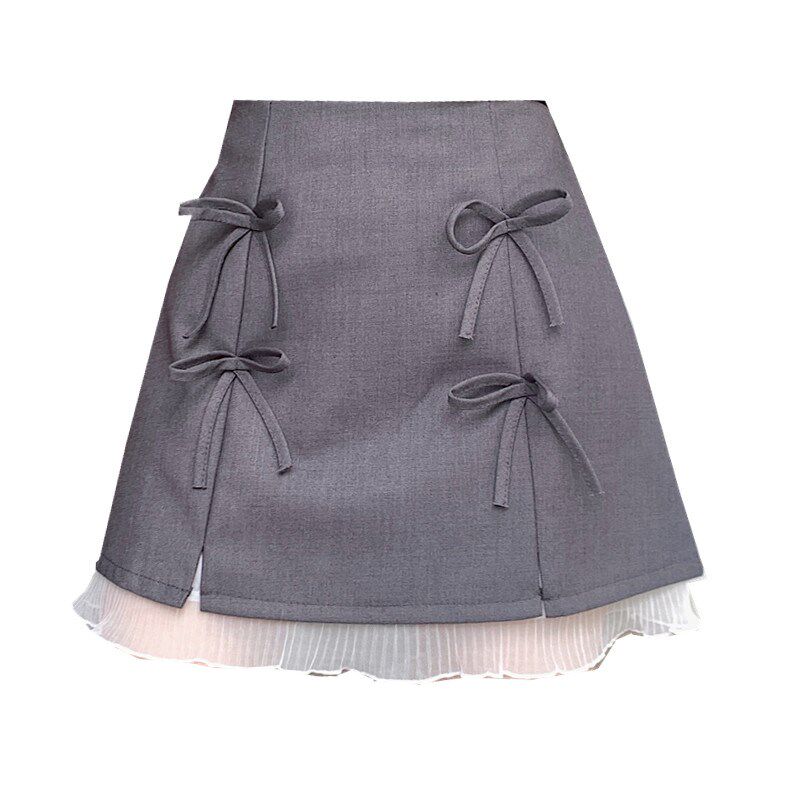 蕾丝拼接西装短裙女高腰春夏大码胖mm显瘦小个子a字包臀半身裙子