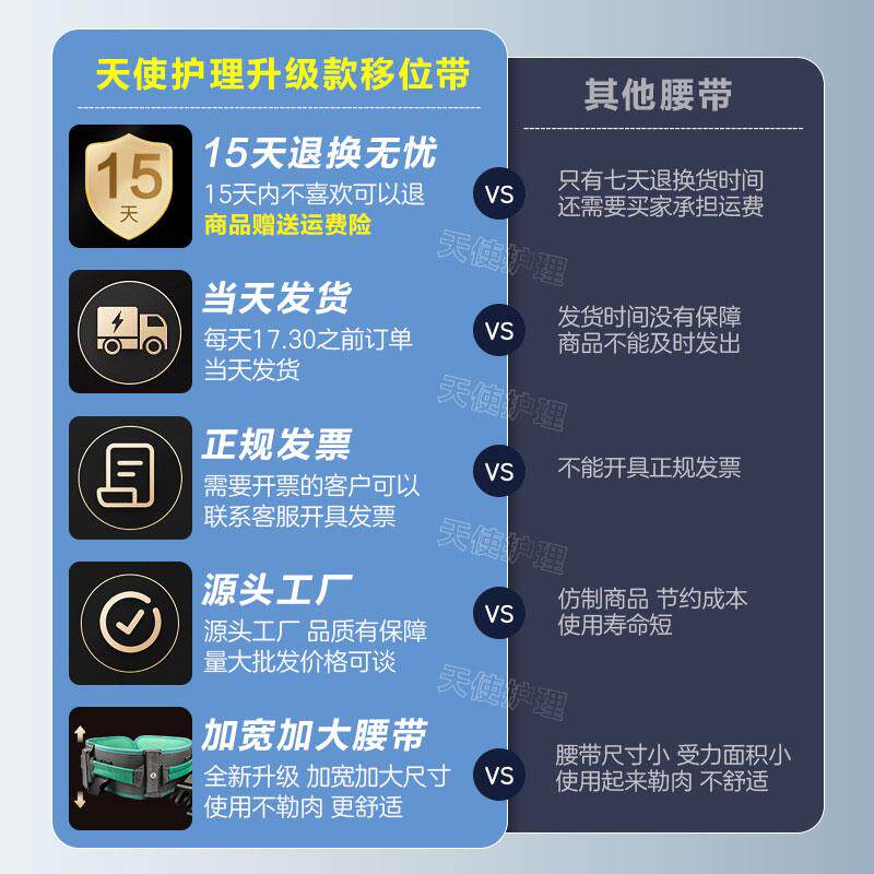 加厚型移位腰带可拆绑腿 老人起身辅助移位带