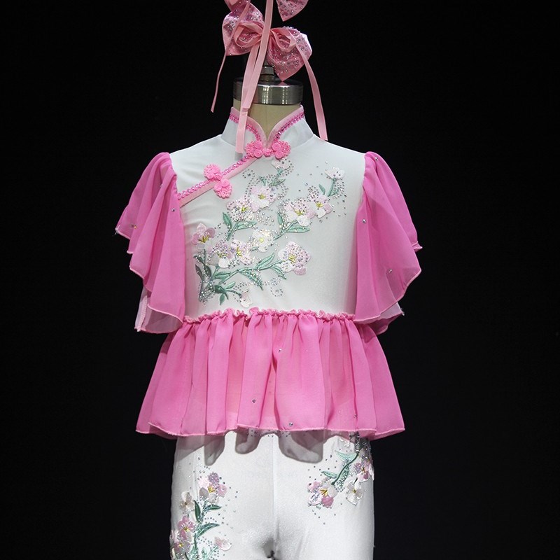 儿童舞蹈演出服中国舞我家门前有小河表演服独舞秧歌扇子舞古典舞