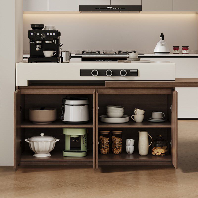 高端中古风岩板岛台餐桌一体家用可伸缩开放式厨房小户型旋转吧台,住宅家具,岛台餐桌,淘宝优惠券,粉丝福利购,淘宝优惠卷