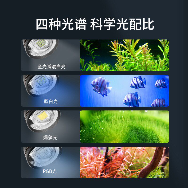led鱼缸灯爆藻灯夹灯水族箱照明灯水草灯鱼缸筒灯暴吊灯溪流缸灯