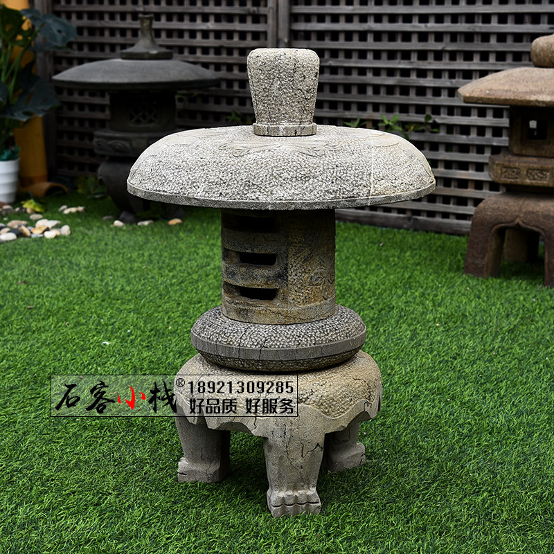 日式庭院古灯石灯笼青石仿古中式园林定做落地天然古风石灯