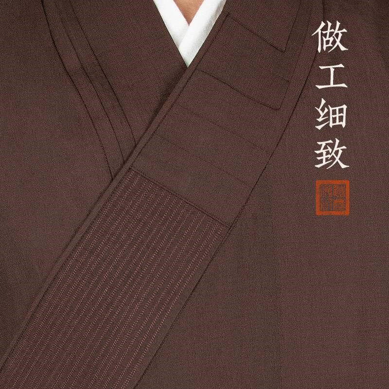 新款远尘僧服台麻广袖海青男女僧人居士服姜黄色宽袖海清僧衣不透