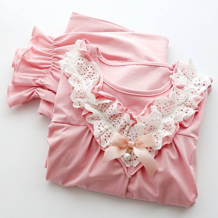 女童睡衣套装女孩公主中大童夏季儿童宝宝纯棉母女亲子家居服两件