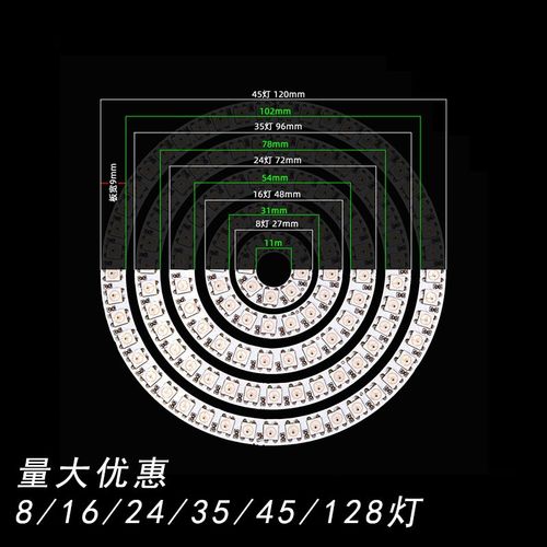 发光灯圈圆环形LED跑马幻彩全彩RGB灯带5V可编程发光天使眼模组